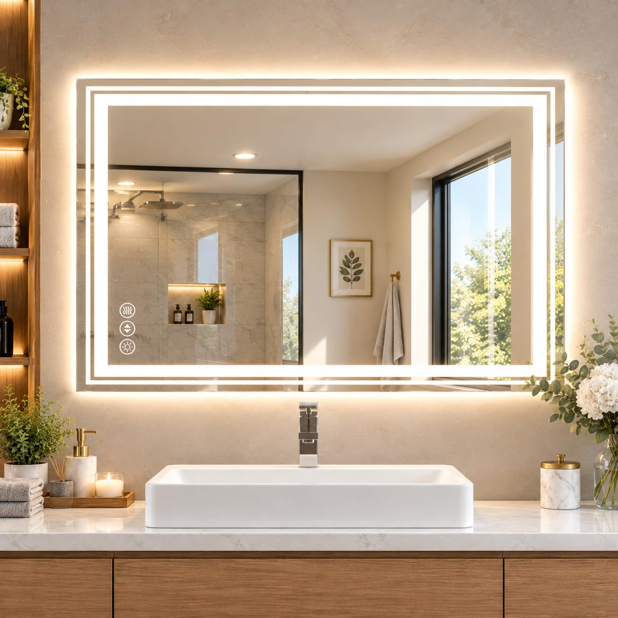 WTTY 28"x36" RGB LED Bathroom Mirror with Light
