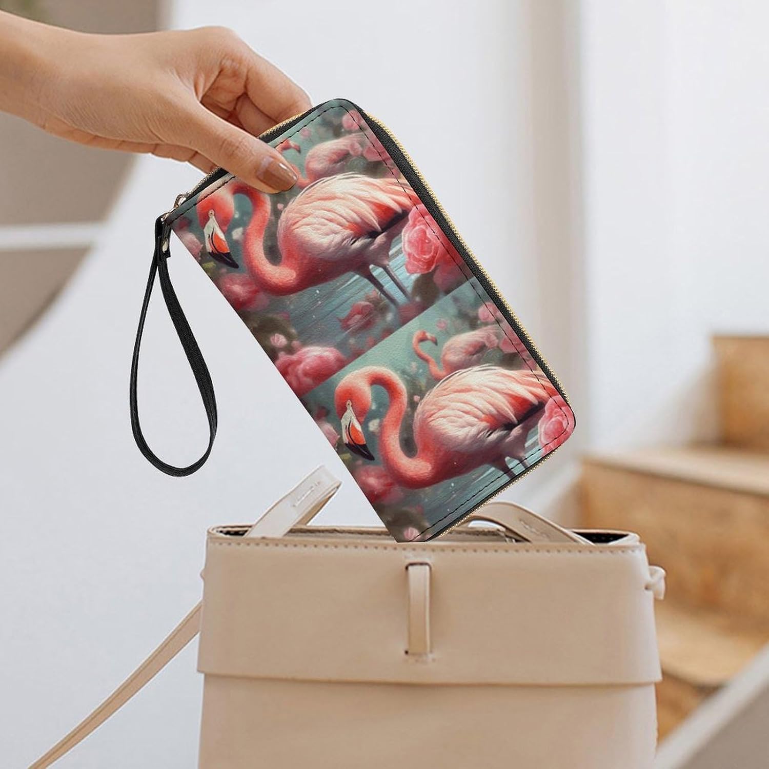 Flamingos Wristlet Clutch Wallet with 4 Card Slots image 3