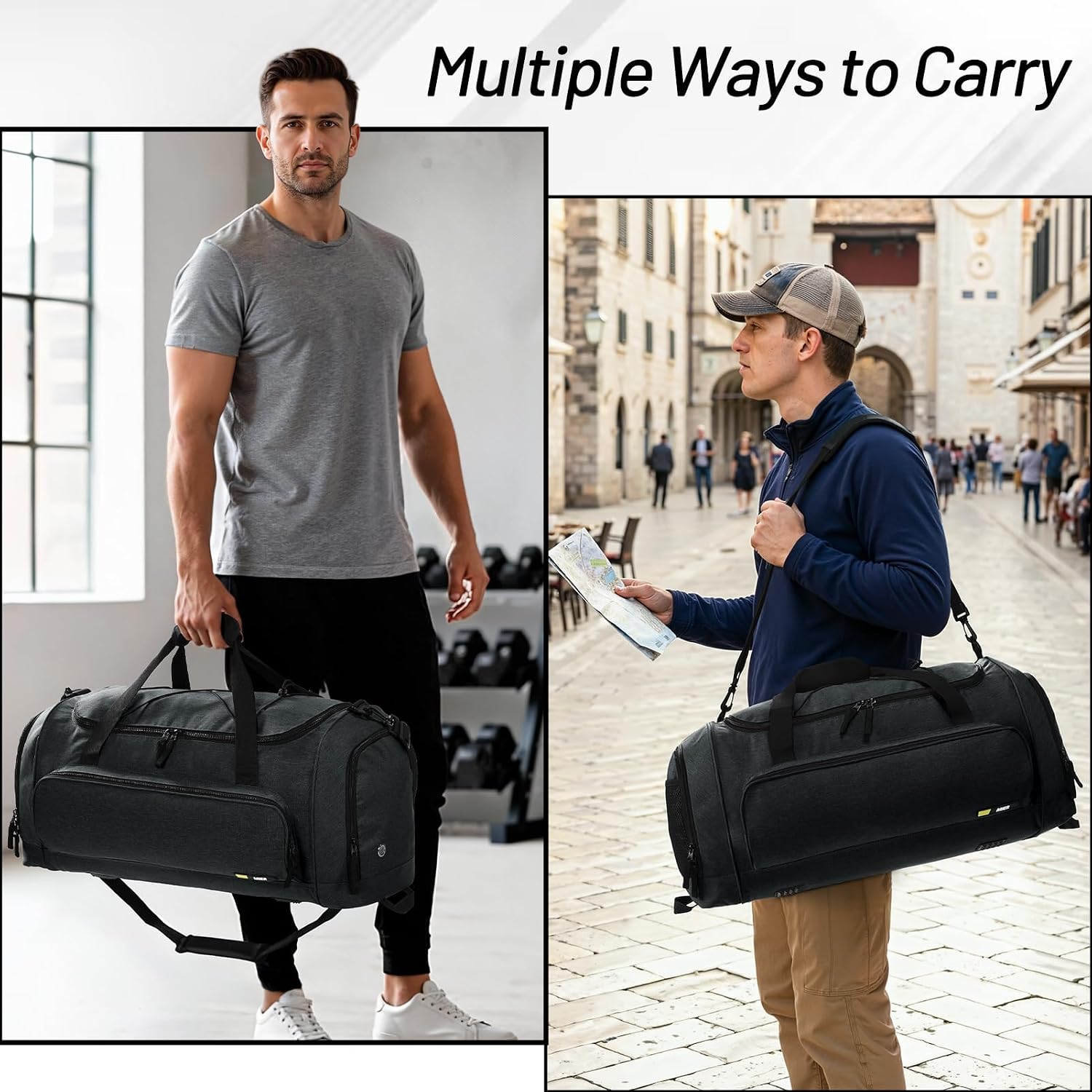 MIER Large Gym Bag for Men Sports Duffle Bag with Shoe Compartment 60L Lightweight Duffel Bags for Workout Fitness Travel