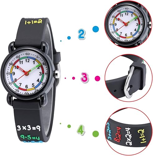 Miniatura 2 de Jewtme Lindos relojes para niños pequeños de 3 a 8 años, reloj analógico de dibujos animados con banda de silicona 3D para niñas y niños pequeños