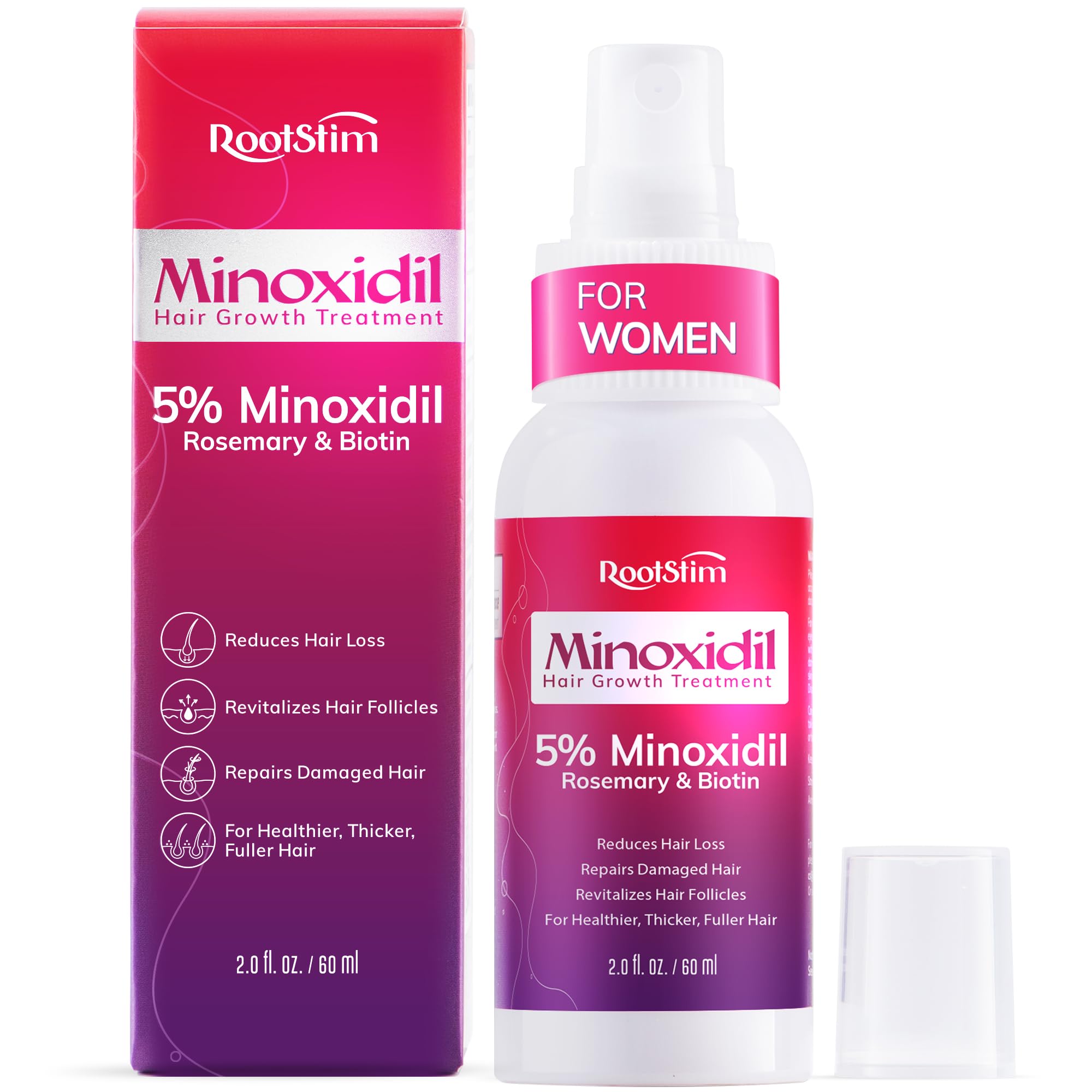 5 Minoxidil Spray for Women Hair Growth RootStim Extra Strength Hair Regrowth Treatment with Biotin Caffeine Peptides for
