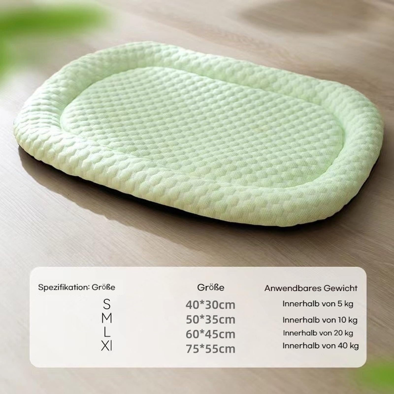 Kühlendes Katzenbett mit Eisseide, Kühlendes Sofabett Hund, Kühlendes Kundebett Sommerkühlung für drinnen und draußen, Der ultimative kühlkomfort für Deine Katze und Hund (Green,L)