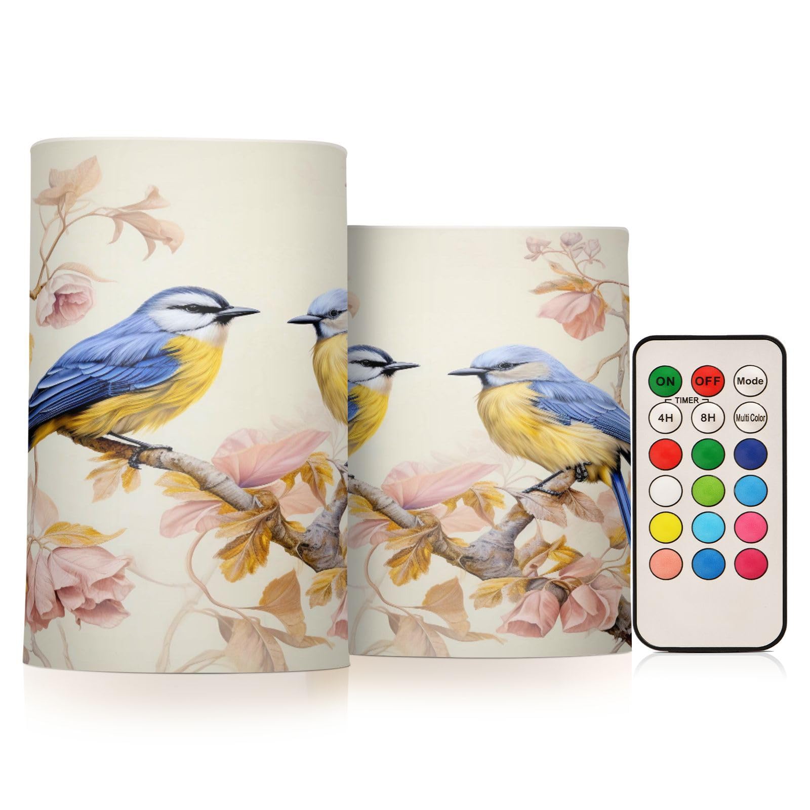 ALAZA Bird (4) Flickering Flameless Candles Battery Operated with Remote Timer,Tea Light Candles LED Pillar Votive Candles set of 2 for Outdoor Indoor Decorations