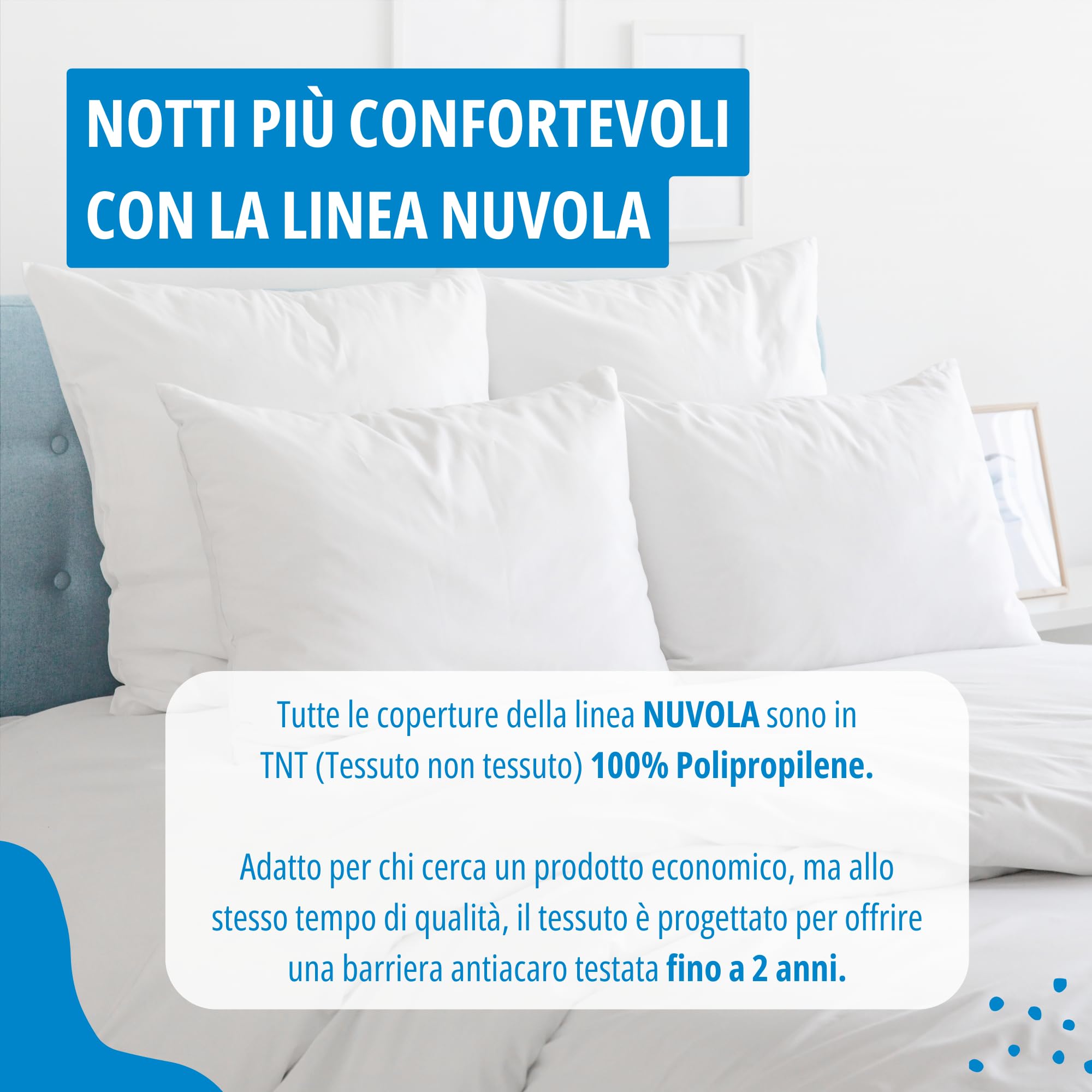 Allergosystem Set Coprimaterasso Antiacaro Singolo con Cerniera 80x190x20cm e Copriscuscino Letto 50x80cm - Dispositivo Medico Antiacaro e Anallergico MADE IN ITALY - Linea Nuvola