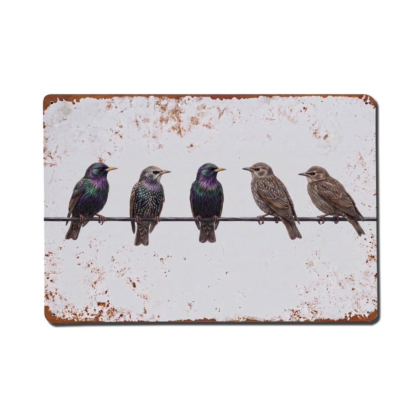 Vintage Retro Birds Starling Metal Tin Sign