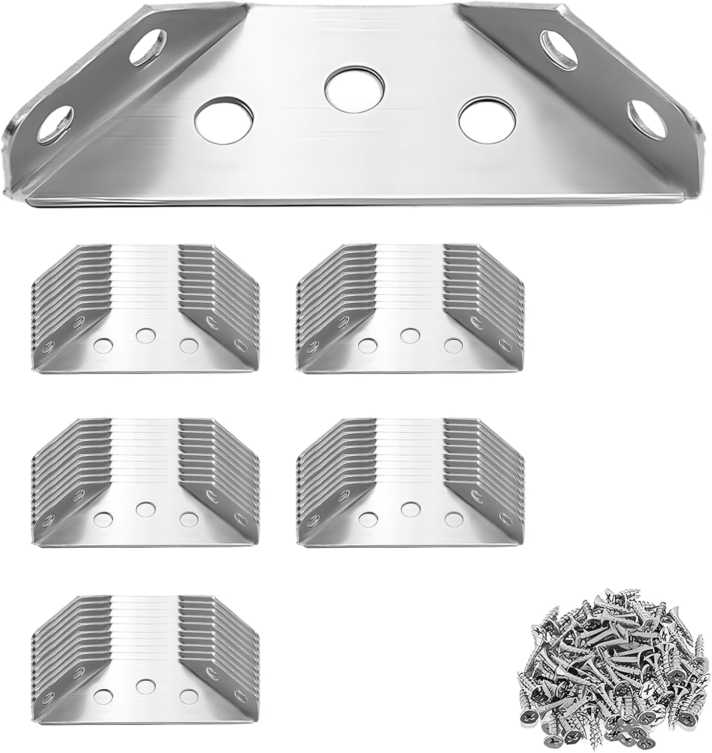 50 Pcs Stainless Steel Multifunction Triangle Corner Brace Universal Furniture Corner Connector Angle Corner Bracket Support with Screws Angle Fasten Connector Furniture Triangle Support Frame