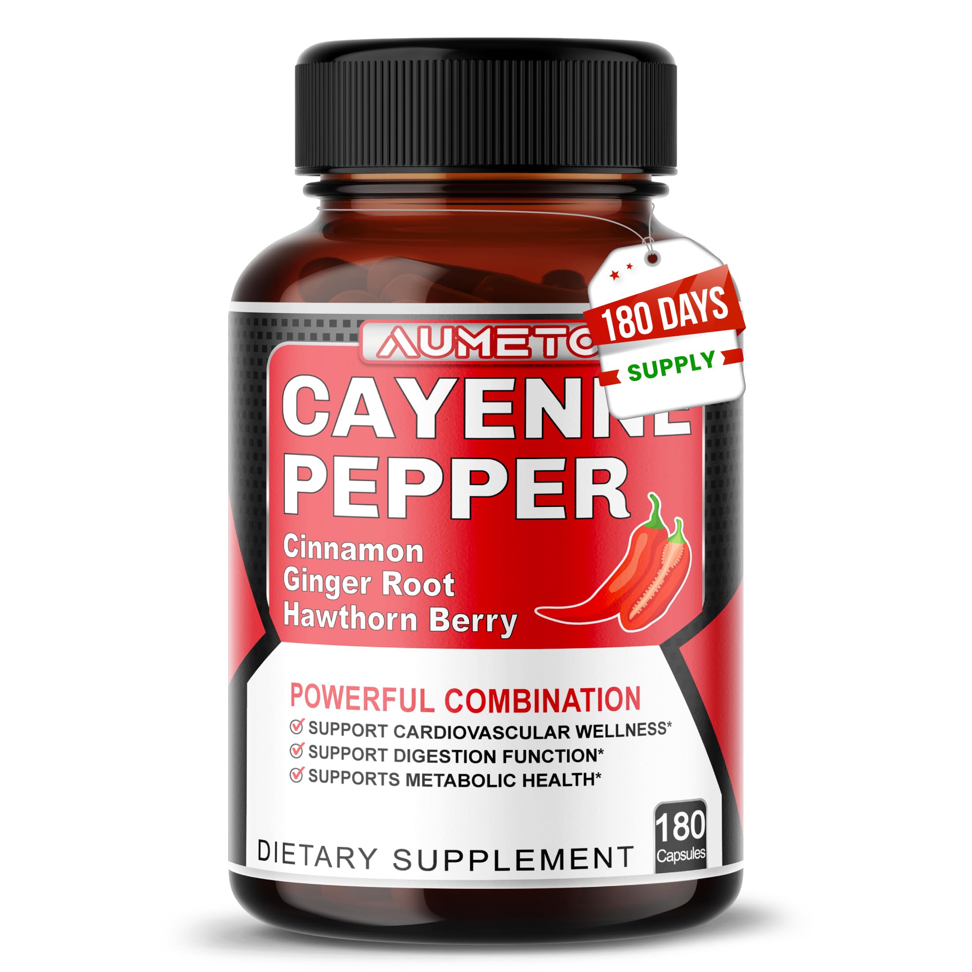Complete Cayenne Pepper 10-in-1 with Cinnamon & Ginger, 180 Capsules