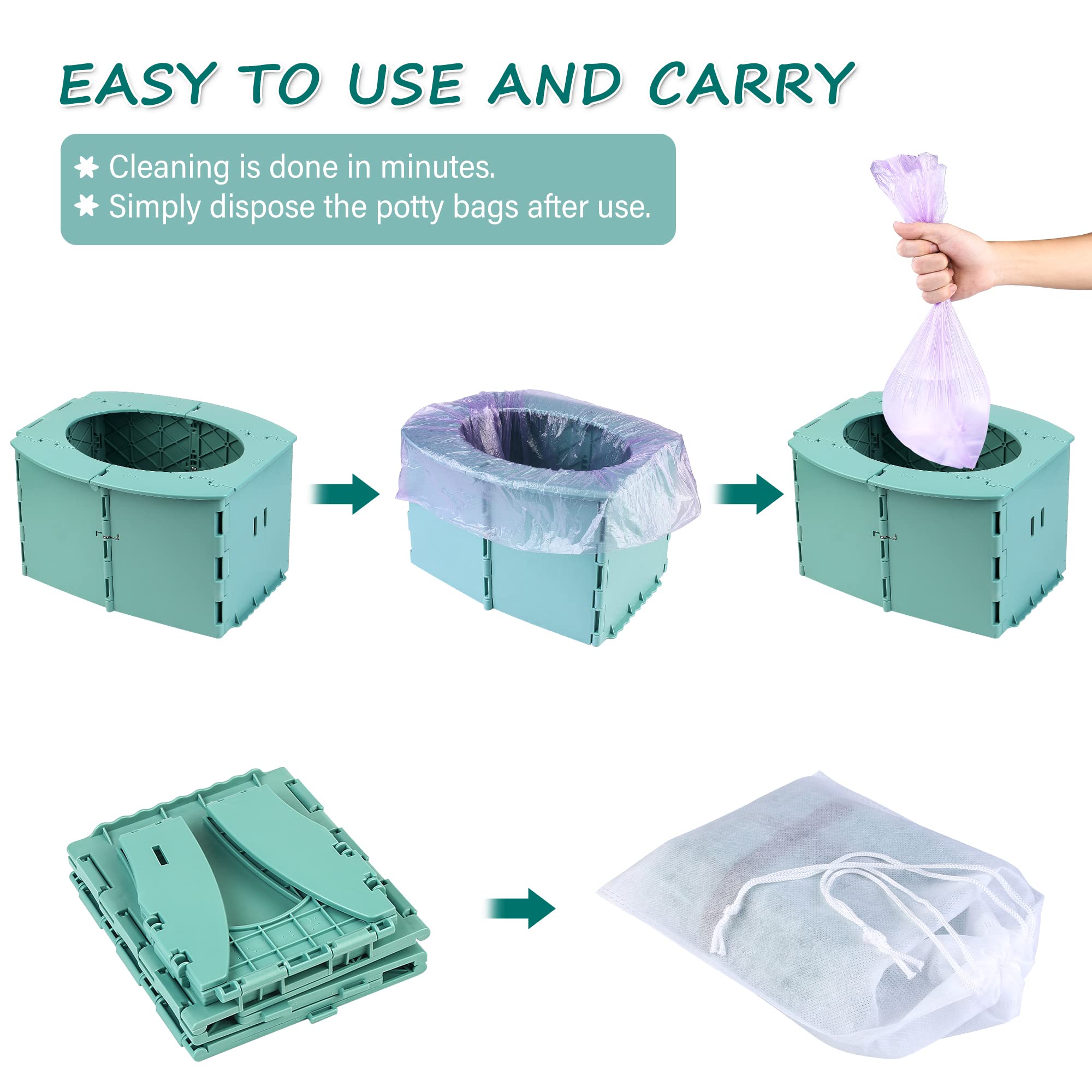 Toilette per Bambini Portatile, Vasino per Bambini,Pieghevole Toilette per Bebè,Pieghevole Sedile per WC,Plastica Ecologica ABS, Viaggi All'Aperto o Allenamento Vasino, Verde