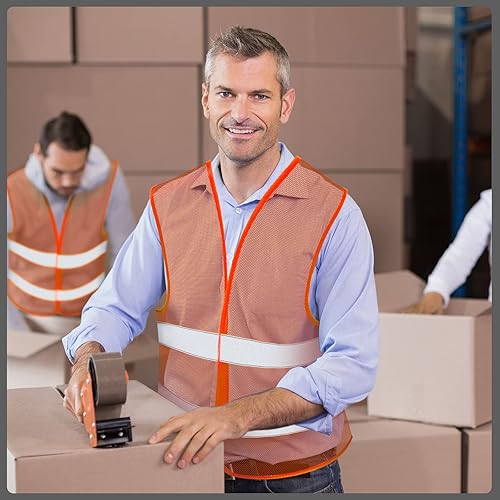 Miniatura 6 de Unittype Paquete de 30 chalecos de alta visibilidad, reflectantes, de seguridad, chaleco de malla Hi Vis, tamaño ajustable para hombres y mujeres,