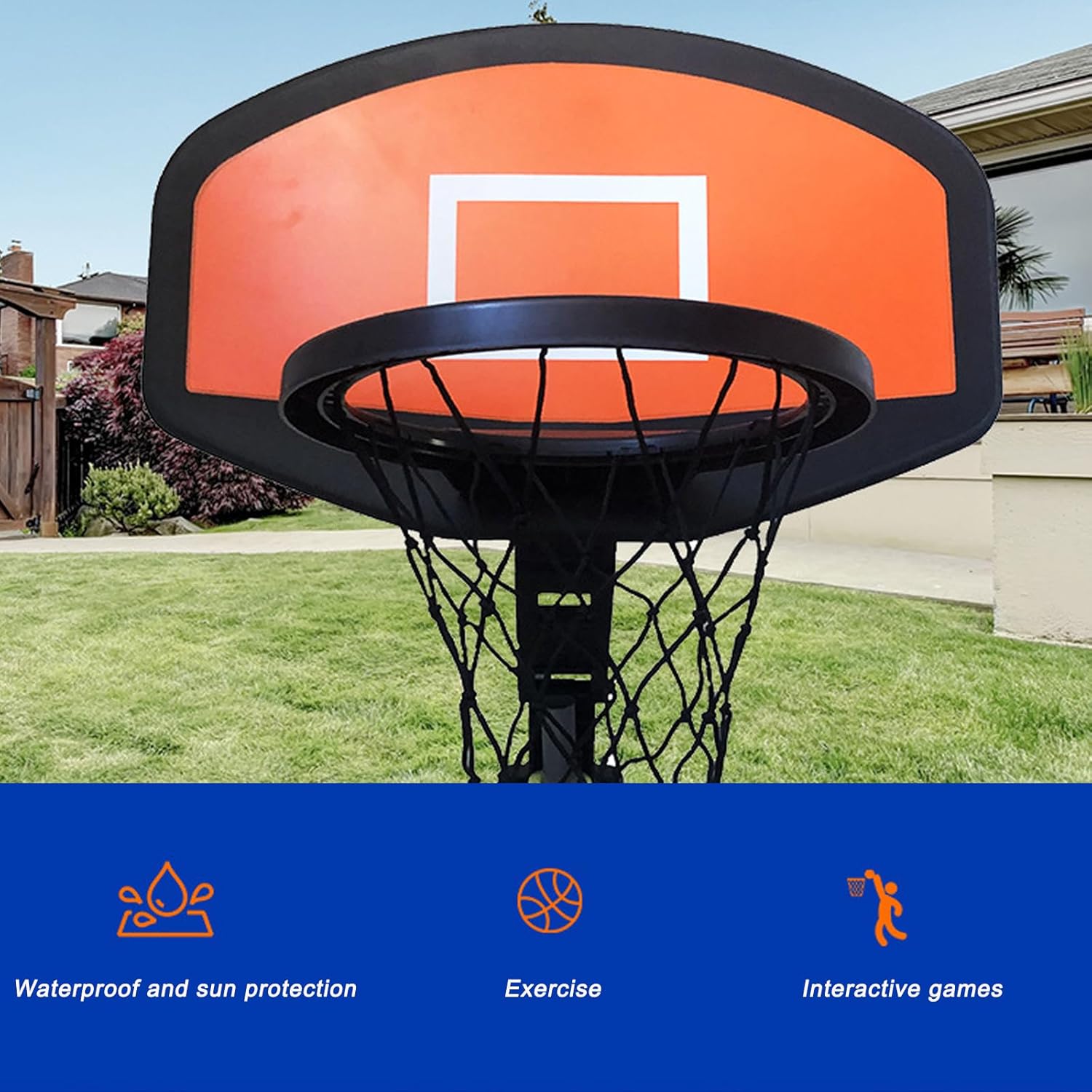 Trampoline Basketball Hoop with Mini Ball and Pump, Universal Trampoline Accessories, Trampoline Fit for Straight Pole and Curved Pole, 2 Basketballs