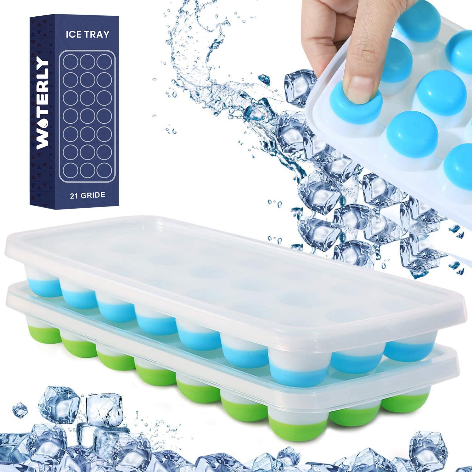 Buy WOTERLY Round Ice Tray Set Ice Cubes Maker Mold Ice Maker Tray, Easy Pop Up Design Food