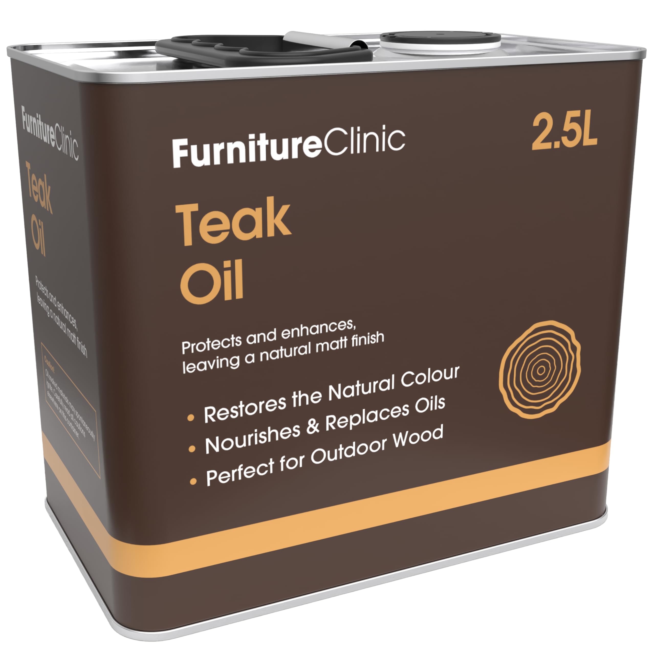 Furniture Clinic Teak Oil For Wood - 2.5L - Restore & Prevent Drying of Indoor & Outdoor Wooden Garden Furniture - Quick Drying Restorer & Protector Treatment, Natural Matt Finish
