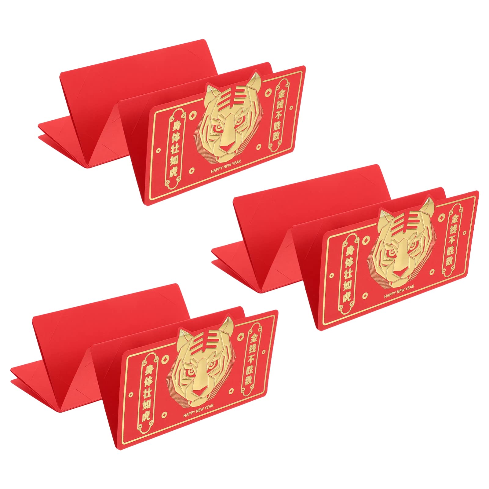 Chinese Red Envelope Hongbao 2022: 3pcs Year of Tiger Lucky Money Packets Foldable Cash Wrap Bag Supply for New Year Spring Festival Style 1-image-25