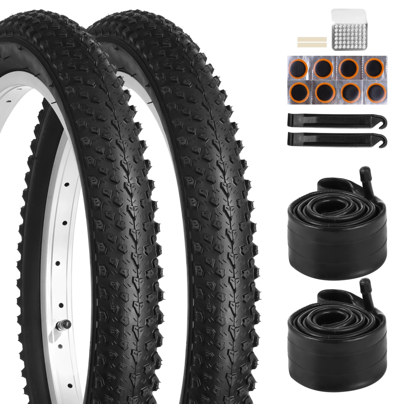 yeesport 2 Pack 18" Bike Tires 18 x 2.125/57-355 and 18 Bike Tubes Schrader Valve & Repair Kit, Shock Absorption Bicycle Tires &18x1.95 18x2.0 18x2.1