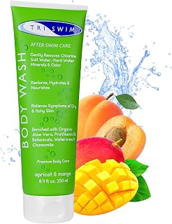 TRISWIM Chlorine Removal Body Wash | After Swim Care | Moisturising Anti-Chlorine Vegan Shower Gel For Swimmers | Apricot & Mango (250ml)