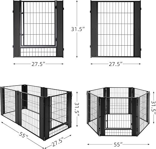 Miniatura 3 de Corralito para perros, 31.5 pulgadas de altura, resistente, seguro y resistente, valla plegable para perros para uso en interiores y exteriores
