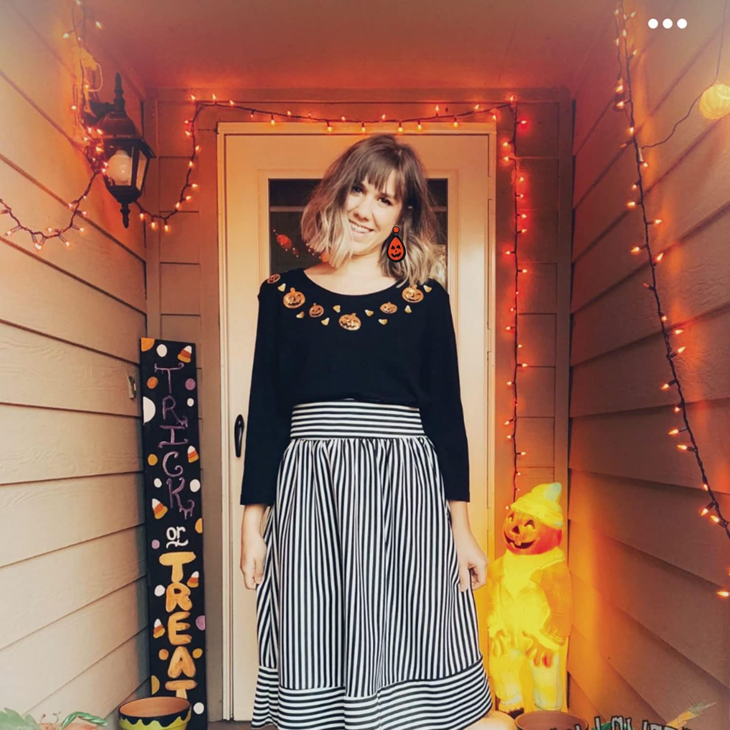 NVENF Halloween Earrings Spooky Beaded Ghost Pumpkin Dangle Earrings for Women Handmade Bead Drop Earring Studs Costume Themed Party Jewelry Gifts (Pumpkin 2) - Image 4