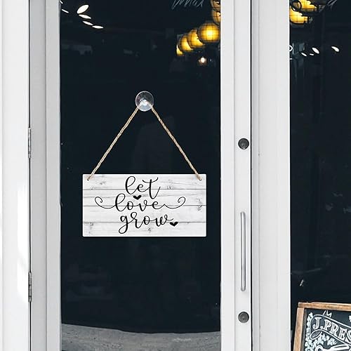 Miniatura 6 de Letrero colgante de madera para puerta con texto en inglés Let Love Grow, San Valentín, corazón, amor, decoración de puerta de casa de campo,