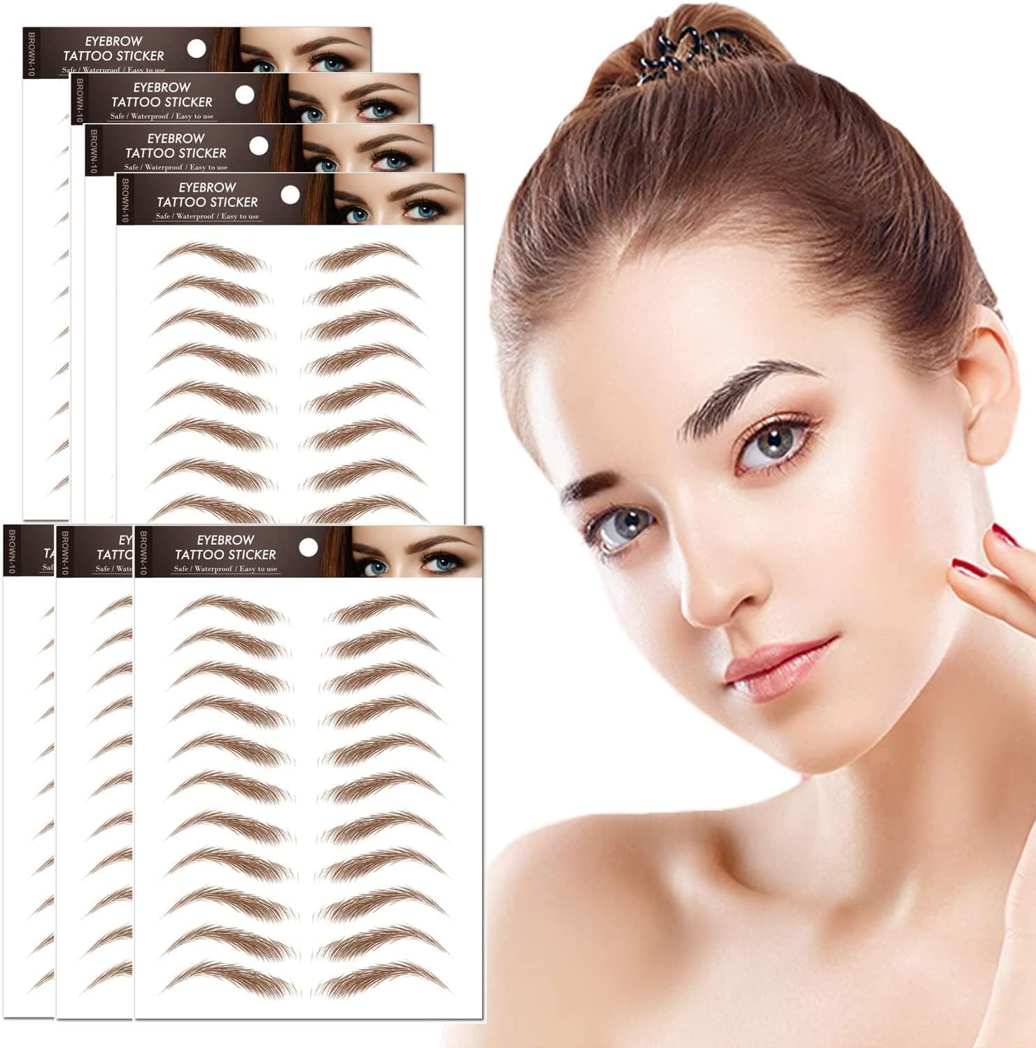 77Pairs 4D Hair-Like Eyebrow Tattoo Stickers Waterproof Natural Fake Eyebrow Stickers,Long Lasting Eyebrow Grooming Shaping Perfect for Women and Girls (Light Brown)