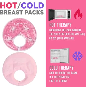 LotFancy Breast Therapy Packs with Covers, 2 Pack, Breastfeeding Essentials