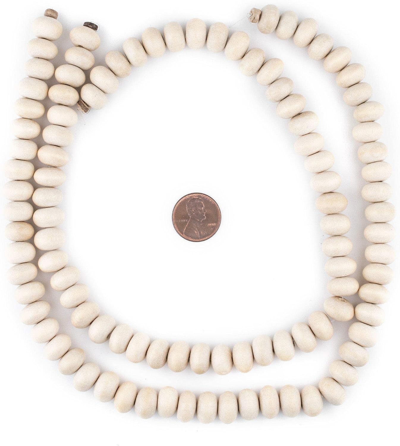 The Bead Chest Cream Abacus Natural Wood Beads (8x12mm): Organic Eco-Friendly Wooden Bead Strand for DIY Jewelry, Crafts, Necklace and Bracelet Making