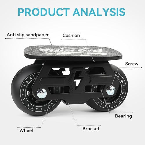 Miniatura 5 de Patines de deriva Freeskates con diseño de patineta dividida, panel de aleación de aluminio, ruedas de alta elasticidad y soporte de doble distancia