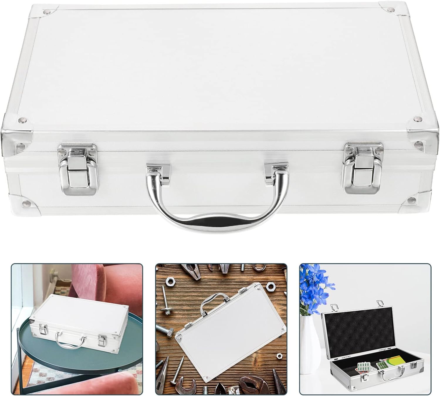 Mipcase Aluminum Tool Box Case, Portable Hard Case Metal Briefcase Tool Box for Test Cosmetic Medicine Items Instruments Jewelry Tools