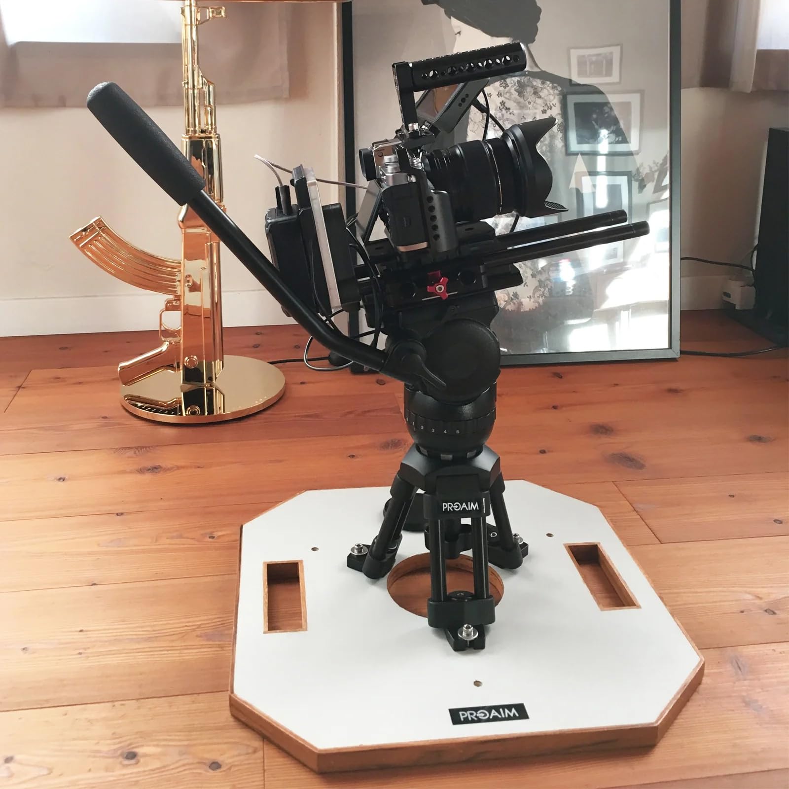 Proaim Monture Hi-Hat 100 mm avec Plateau pour Plans Basse Angle, 100 kg | Se fixe dans les espaces étroits : au sol, en voiture, sur une échelle ou partout où un angle bas est requis