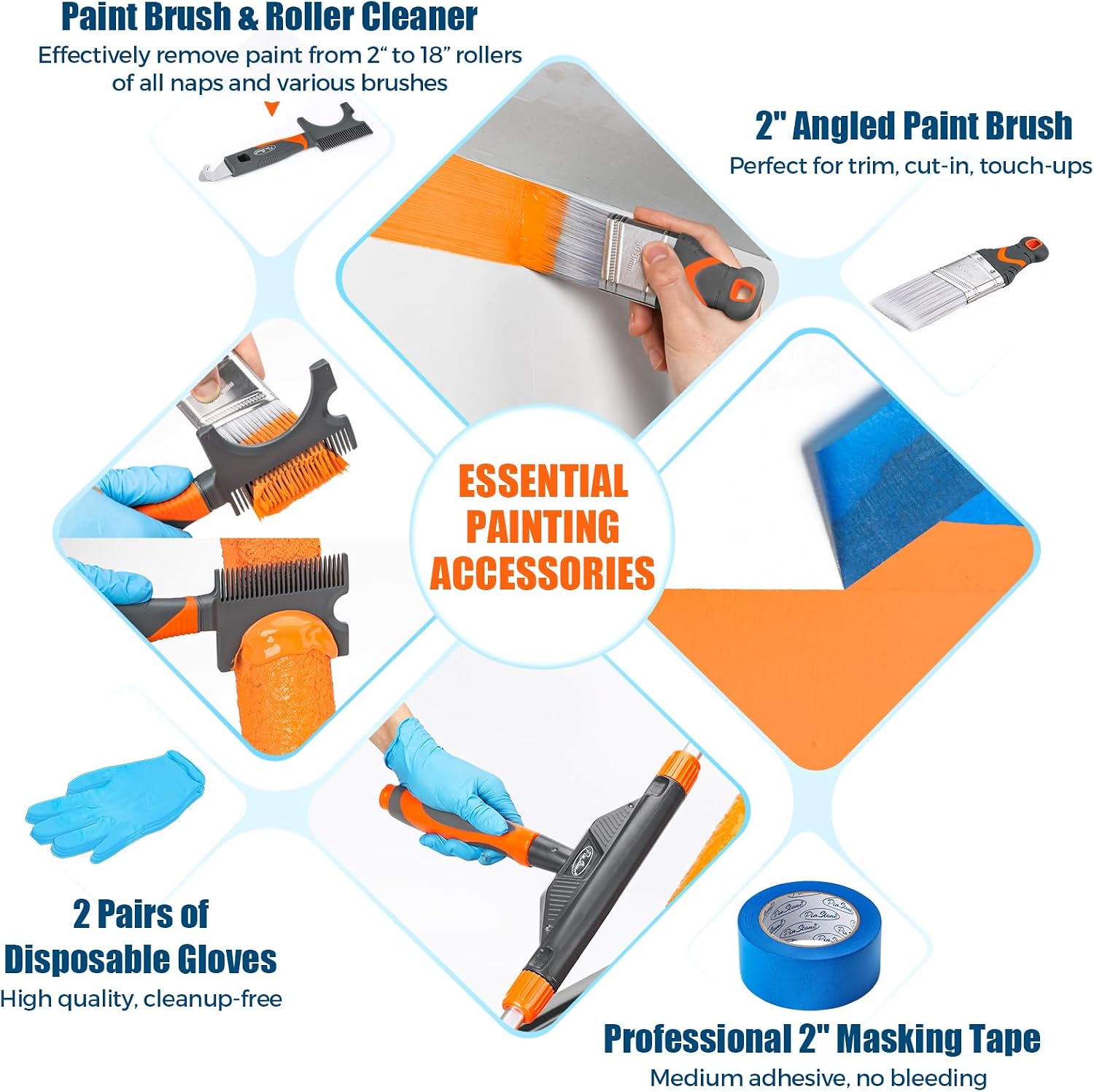 22pcs 12"-18" Adjustable Large Paint Roller with Tray & Liners Kit | 1-5Ft Aluminum Extension Poles, Brush & Roller Cleaner, 18" Nylon Covers for Walls,Ceiling,Floor,Interior,Exterior Painting
