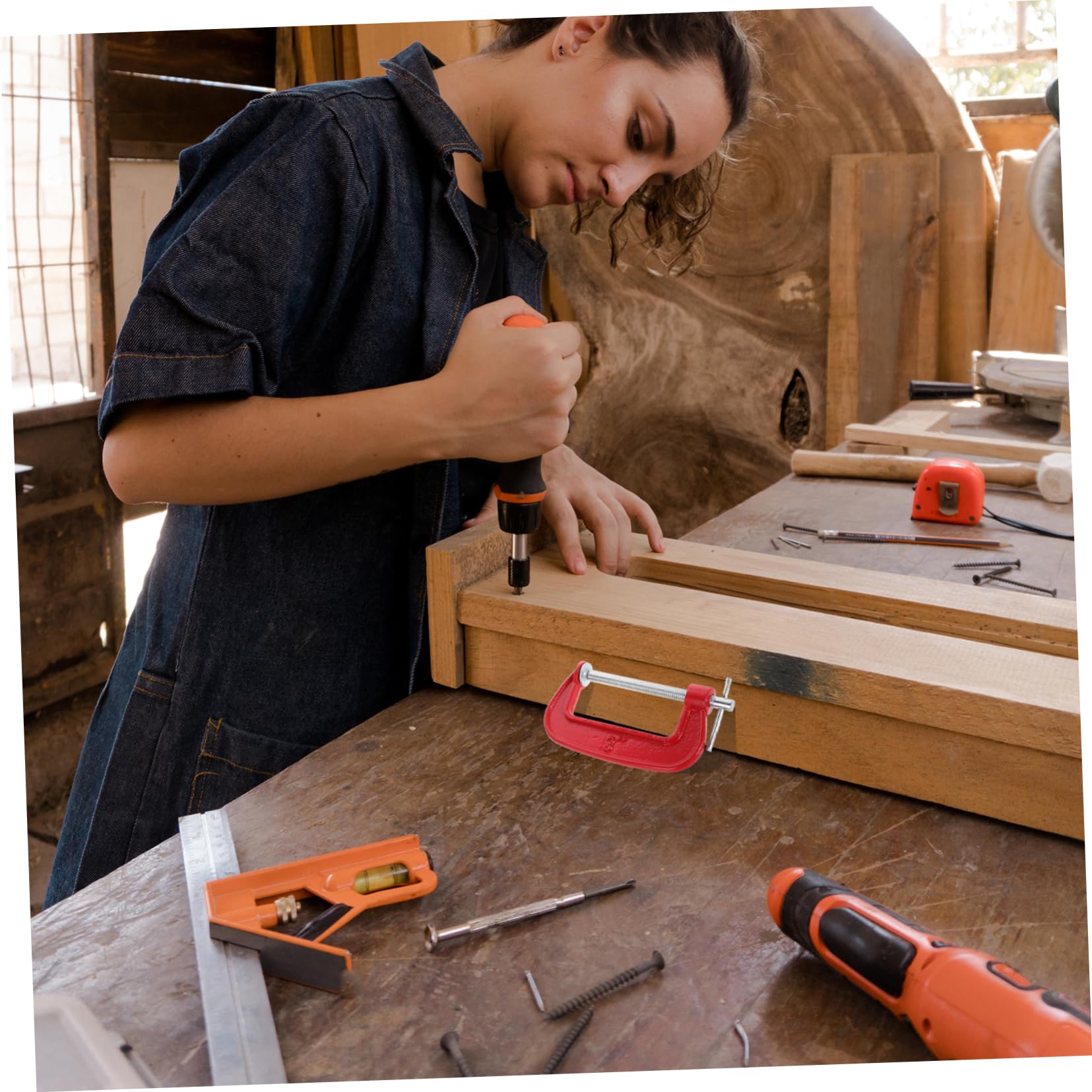 jojofuny 6pièces Jeu de Serre-joints C Ouverture de Mâchoire de Serre-joints Robustes Métal Rouge pour Travaux de Menuiserie Soudure et Fixation