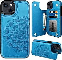 Vista 17 de MMHUO Funda para iPhone 14 con tarjetero y parte trasera magnética de flores para iPhone 14, funda protectora para iPhone 14, color oro rosa