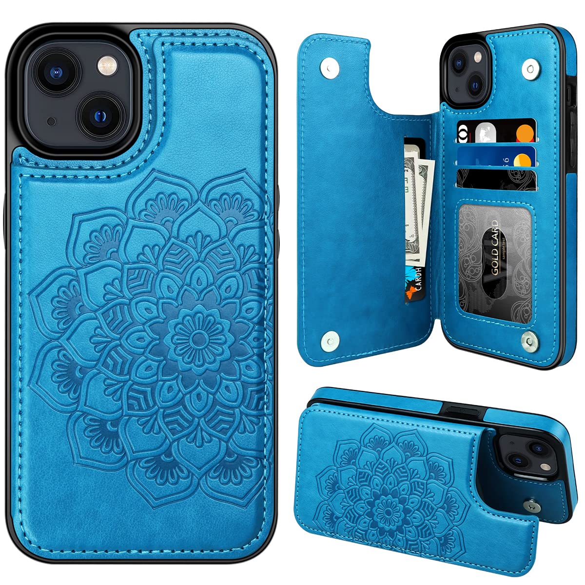 saihamny per iPhone 15 Plus Custodia a portafoglio con portacarte per le donne, iPhone 15 Plus Telefono Custodia portafoglio con carta di credito con