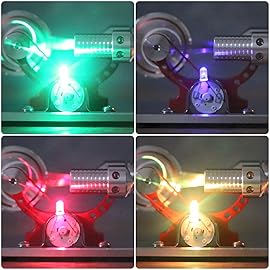 Sunnytech Hot Air Stirling Engine Motor Model Educational Toy Electricity Generator Colorful LED SC (SC004)