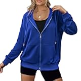 Women's Lightweight Hoodies Full Zip Up Oversized Sweatshirts with Pockets Long Sleeve Thin Casual Hooded Jackets