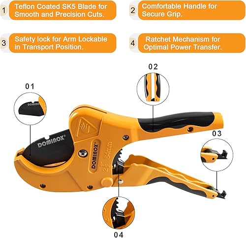 Miniatura 2 de DOMINOX Cortador de tubería de PVC, corta hasta 2-12 pulgadas PEX, PVC, PPR, mangueras de plástico y tuberías de plomería, herramienta de corte de