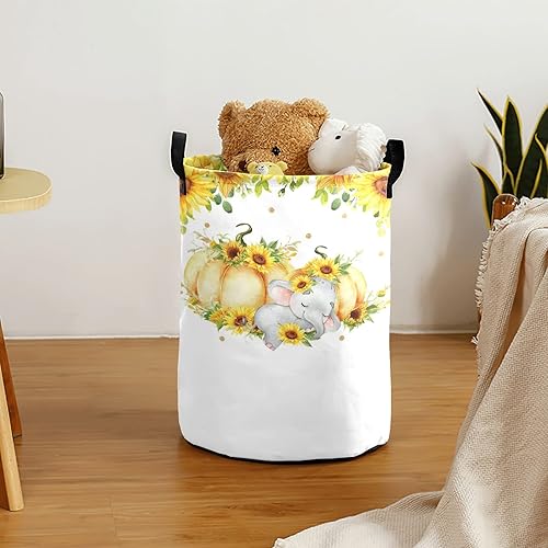 Miniatura 7 de Cestas de lavandería personalizadas de elefante con nombre, cesta de almacenamiento de ropa plegable con asa para baño, dormitorio, cocina