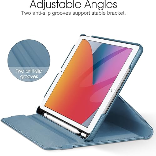 Vista 294 de Fintie - Funda giratoria para iPad de 9ª generación / 8ª generación / 7ª generación, de 10.2 pulgadas, funda giratoria en 360 grados, funda Azul