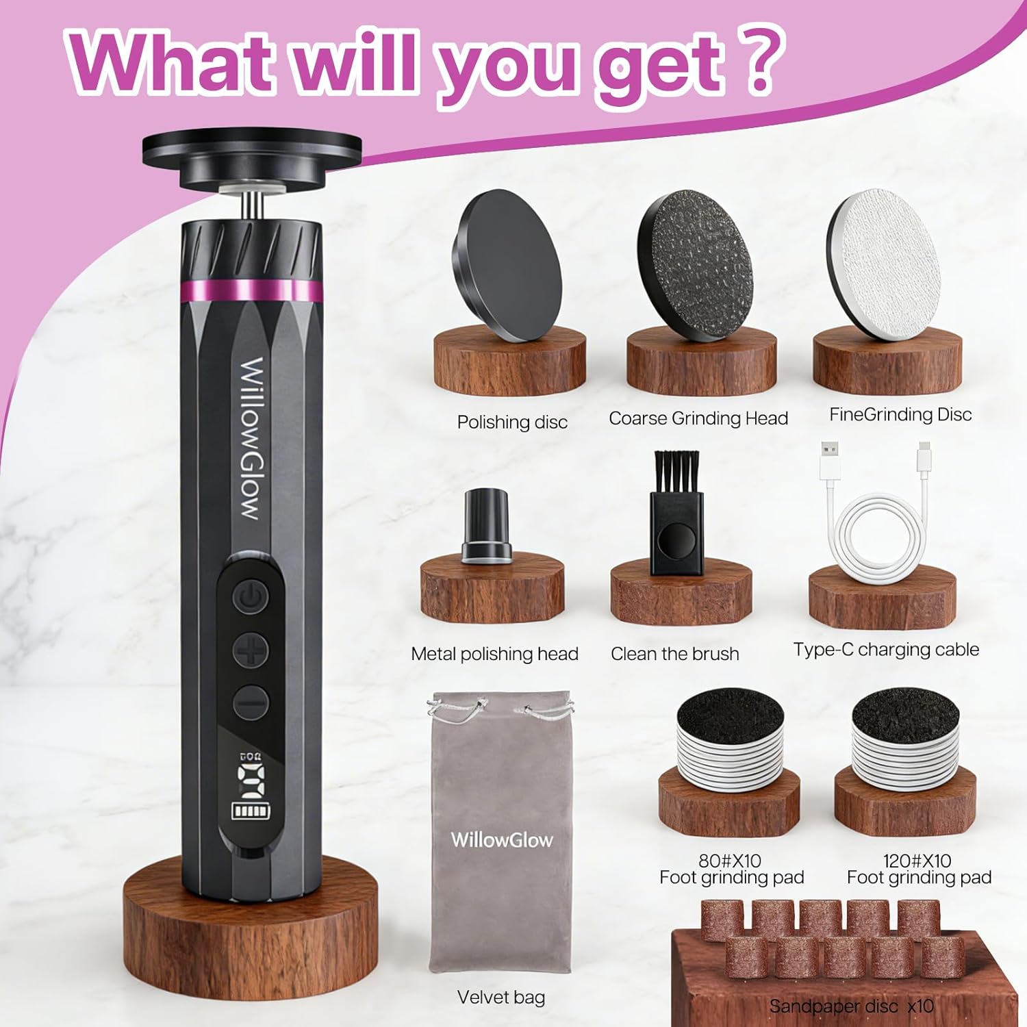 Professional Electric Foot Callus Remover, 9-Speed Cordless Foot File with Reusable Nano Glass Heads & Sandpaper for Dead Skin Removal and Smooth Feet - Image 8