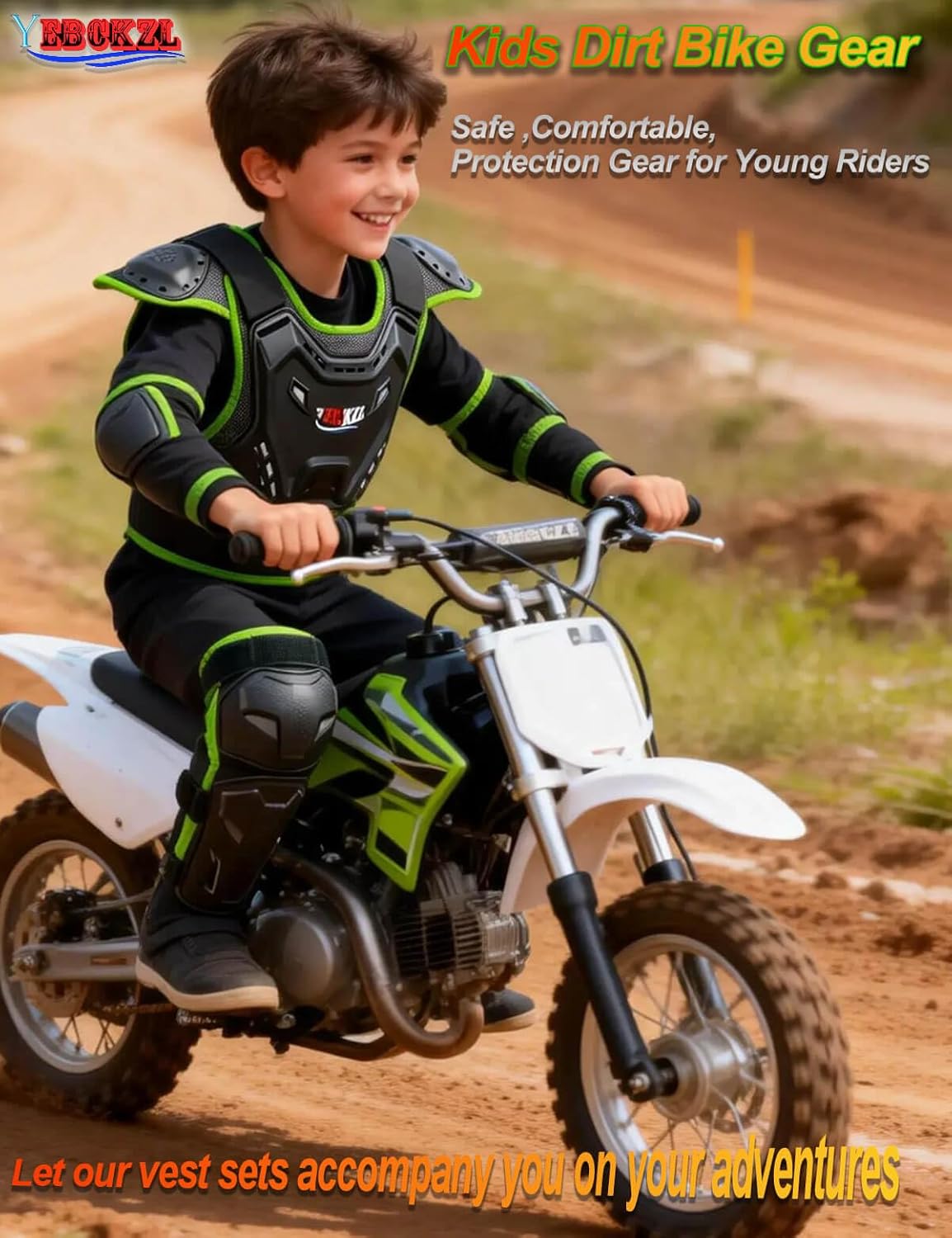 Motorcycle Armor Protective Vest Suit for Child Teen，Kids Dirt Bike Gear Riding Protection with Arm Knee Pads Sets for MTB ATV Off-Road Riding