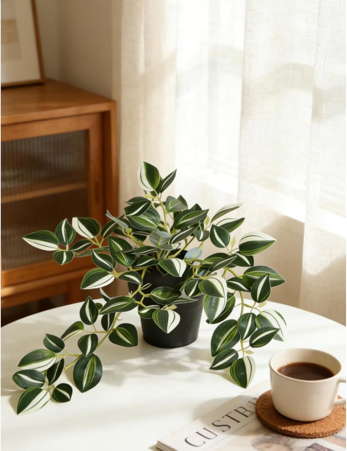 2Pcs Faux Hanging Plant Indoor, Artificial Potted Plants with Plastic Pot, Fake Ivy Plants for Home Decor for Room Office Shelf Tabletop Decoration