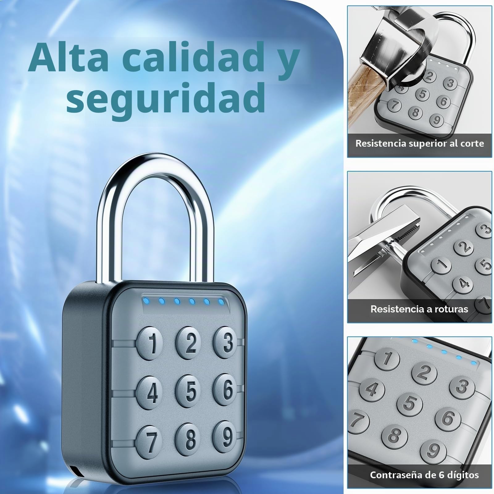 Cerradura de combinación, cerradura de combinación para taquilla, cerradura de casillero y cerradura de gimnasio - Alta seguridad, fácil de usar para gimnasio, escuela, viajes (Gris)