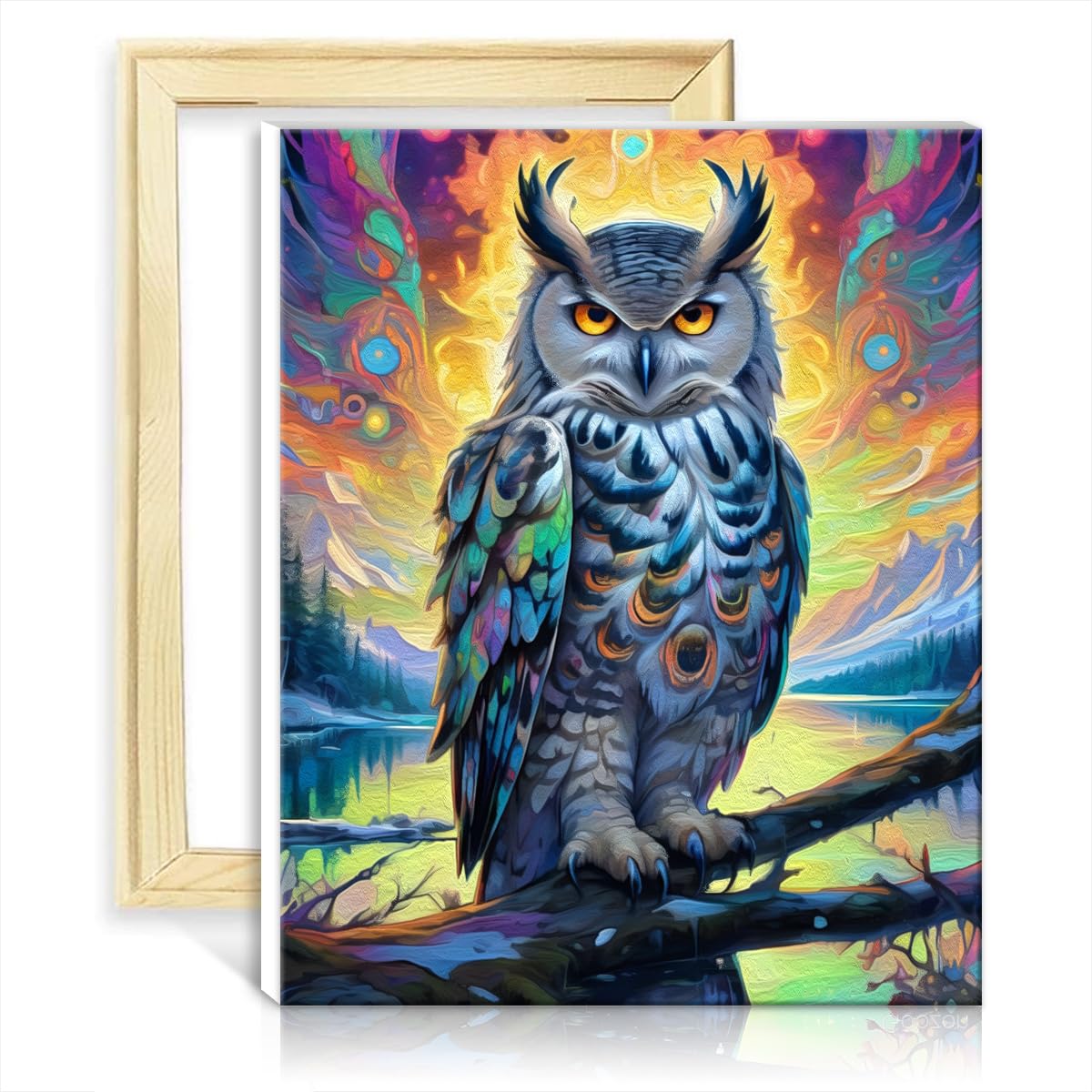 TANGFEIY Paint by Numbers Eurasian Eagle Owl Canvas DIY Oil Painting with Brushes and Acrylic Pigment on Canvas for Home Wall Decor Gifts No Frame(30x40cm)
