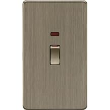 Knightsbridge 45A DP Switch with Neon 2G Size Antique Brass