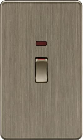 Knightsbridge 45A DP switch with Neon 2G size - Antique Brass