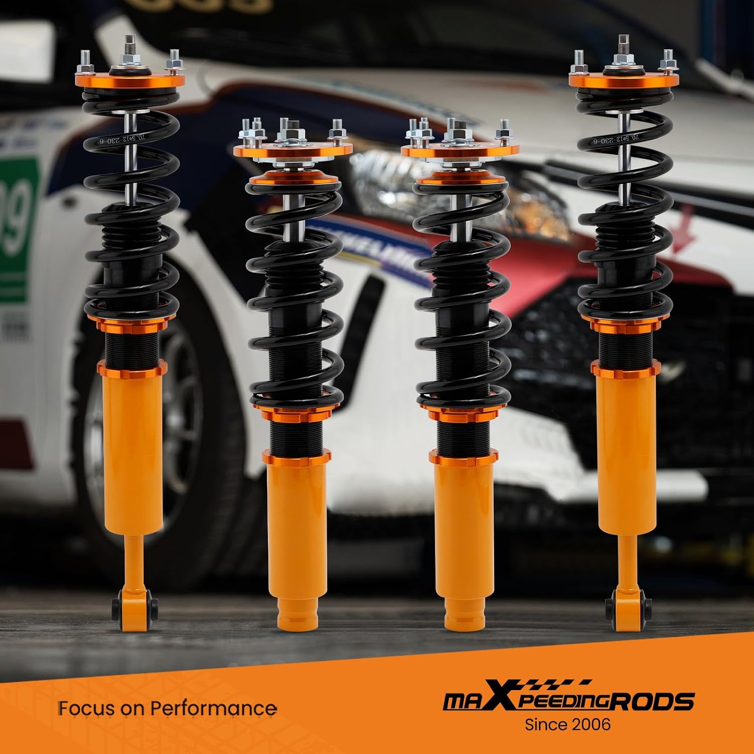 maXpeedingrods Coilovers for Honda Accord VII CM4/CM5/CM6 sedan CM7/CM8 coupe, for Honda Inspire 2003-2007, Complete Assemblies Suspension Coilovers Kit, Height Adjustable Lowering Kit Gold