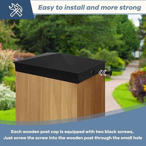 Miniatura 5 de Azdele Tapas de aluminio piramidal de 4 x 6 pulgadas para postes nominales de madera de 4 x 6 pulgadas (tamaño real de poste de 3.5 x 5.5 pulgadas),