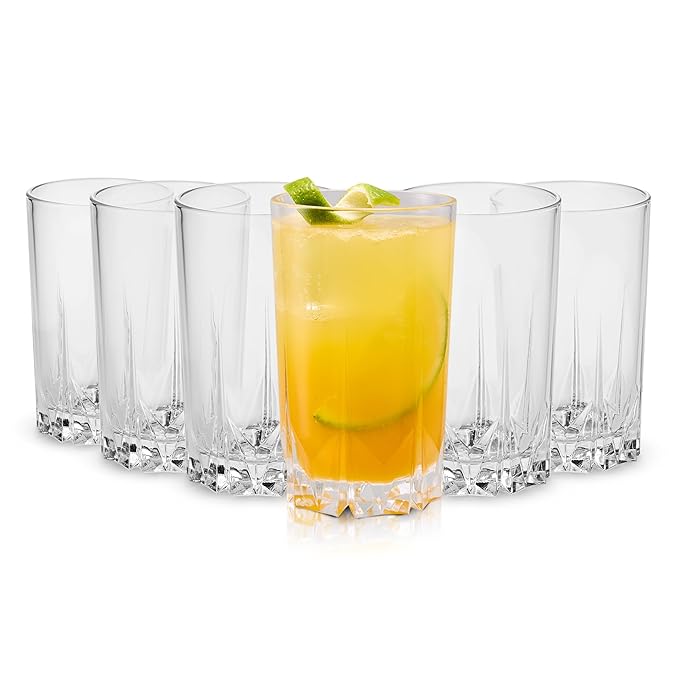 CELLO Estonia Glass Tumbler Set 310 ml Set of 6 | Versatile Clear Glasses for Mocktails Juice and Soft Drinks