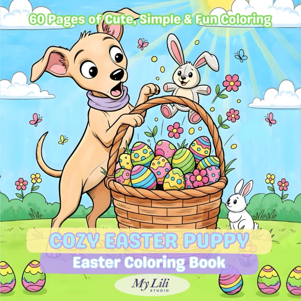 Easter Coloring Book for kids Ages 4-8 Cute Puppies, Simple & Fun Spring Coloring Pages: A Cozy Spring Activity Book with Adorable Puppies for Easter Fun (Cozy Puppy Coloring Adventures)