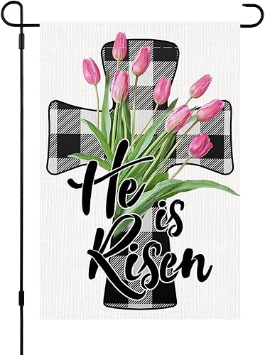 Bandera de jardín de conejo de Pascua feliz de 12 x 18 pulgadas, vertical, de doble cara, zanahorias para decoración de patio
