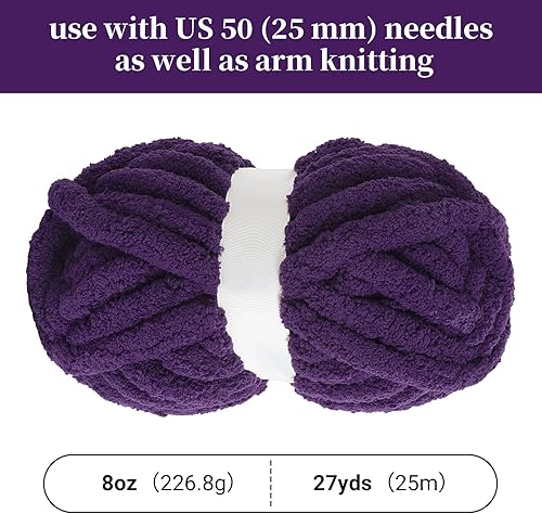 Miniatura 2 de BALAPET Paquete de 8 hilos de felpilla gruesos para ganchillo y tejer, 31.7 yardas de 8 onzas cada madeja, juego de hilo de felpa de terciopelo